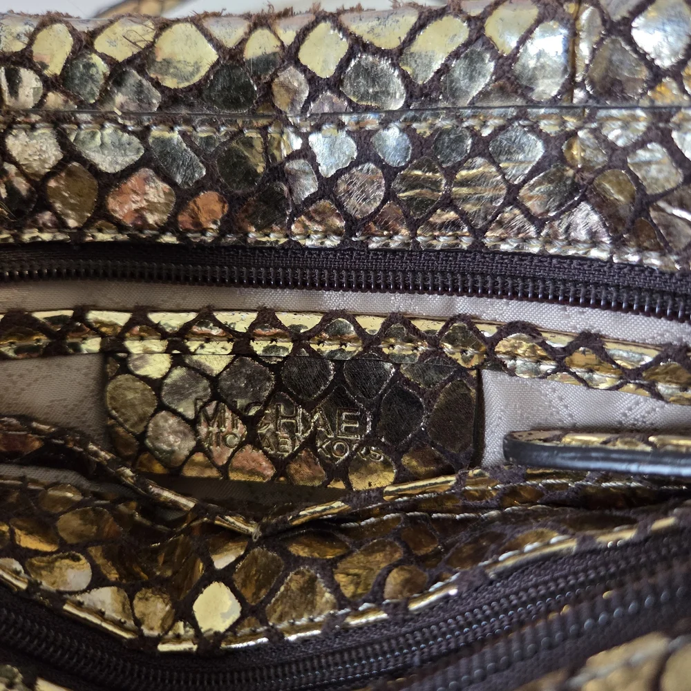 Michael Kors Metallic Snakeskin-Effect Gold Dark Undertone - Picture 12 of 16